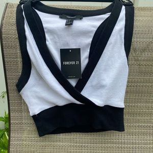 Forever 21 white and black cropped top